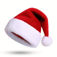 Christmas Plush Santa Hat Large Ball Short Plush Santa Claus Hat