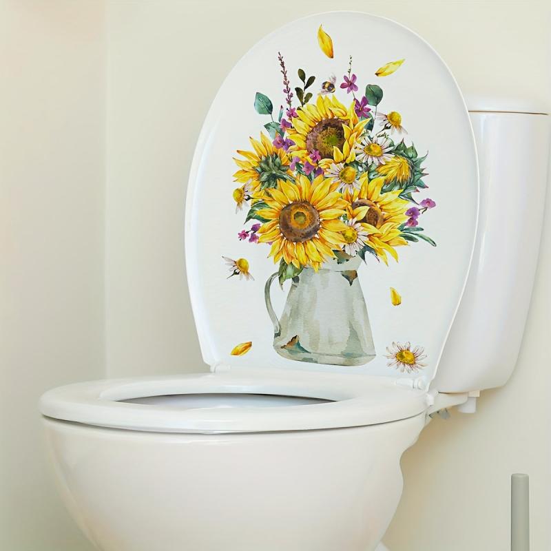 Sunflower Toilet Lid Decal Self Adhesive Wall Sticker Bathroom Decor