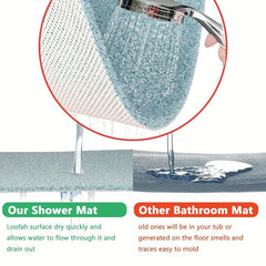 Bathroom Non-slip Loofah Surface Floor Mat - Square Shower Toilet Rug