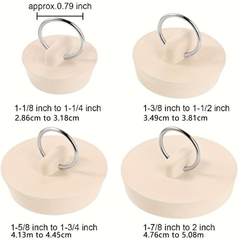 4pcs Tub Stoppers Sink Stopper Drain Plug with Hanging Ring Rubber Basin Stopper