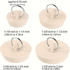 4pcs Tub Stoppers Sink Stopper Drain Plug with Hanging Ring Rubber Basin Stopper