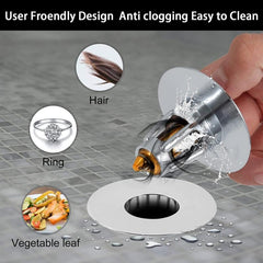 Universal Bathroom Sink Stopper with Hair Catcher Pop Up Drain Filter