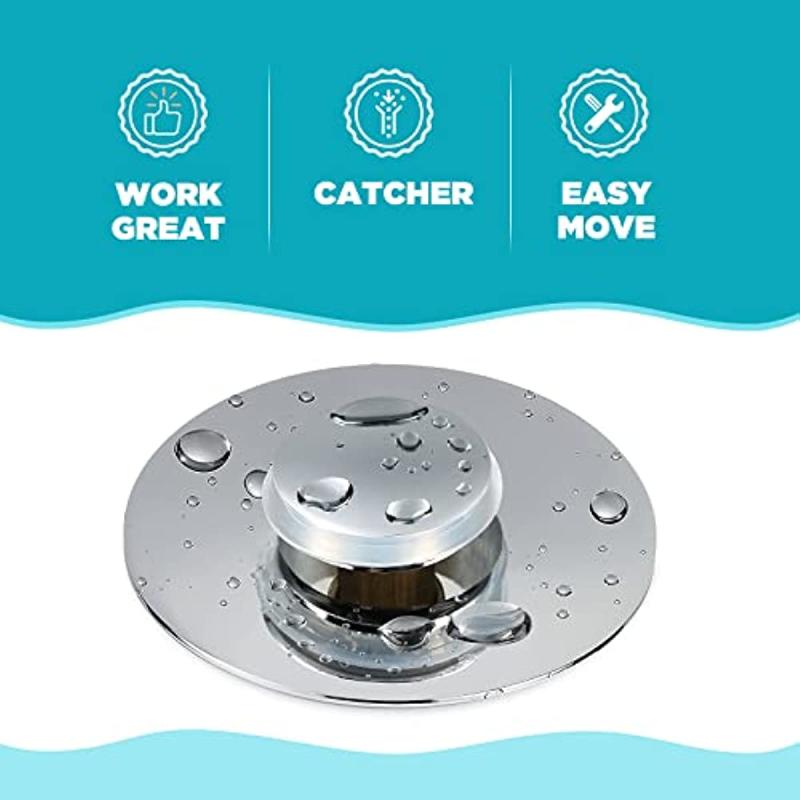 Universal Bathroom Sink Stopper with Hair Catcher Pop Up Drain Filter