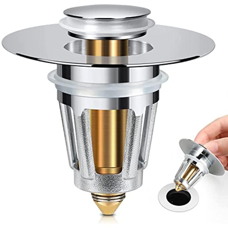 Universal Bathroom Sink Stopper with Hair Catcher Pop Up Drain Filter