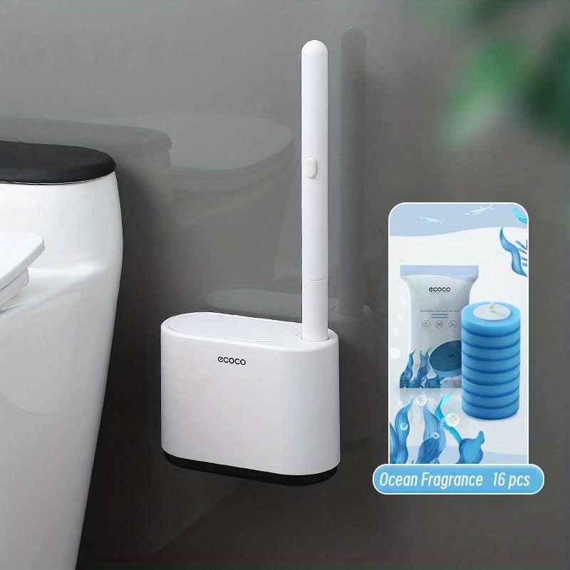 48pcs Toilet Brush Set Wall Mounted Long Handle Disposable Fragrance Cleaner