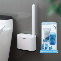 48pcs Toilet Brush Set Wall Mounted Long Handle Disposable Fragrance Cleaner
