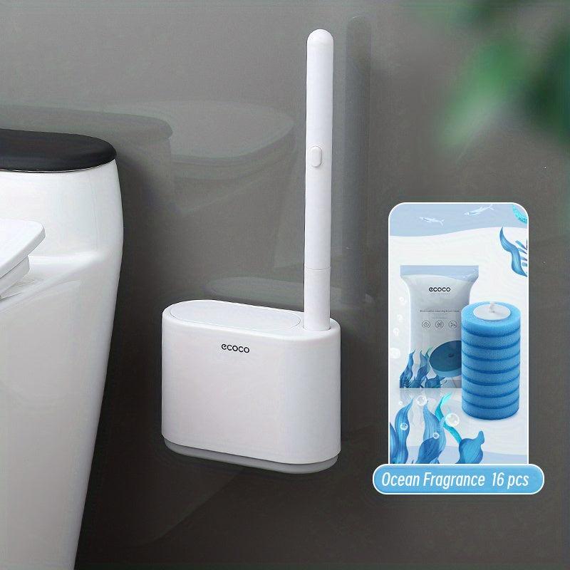 48pcs Toilet Brush Set Wall Mounted Long Handle Disposable Fragrance Cleaner