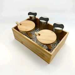 Bamboo Toilet Paper Storage Box Geometric Pattern Organizer