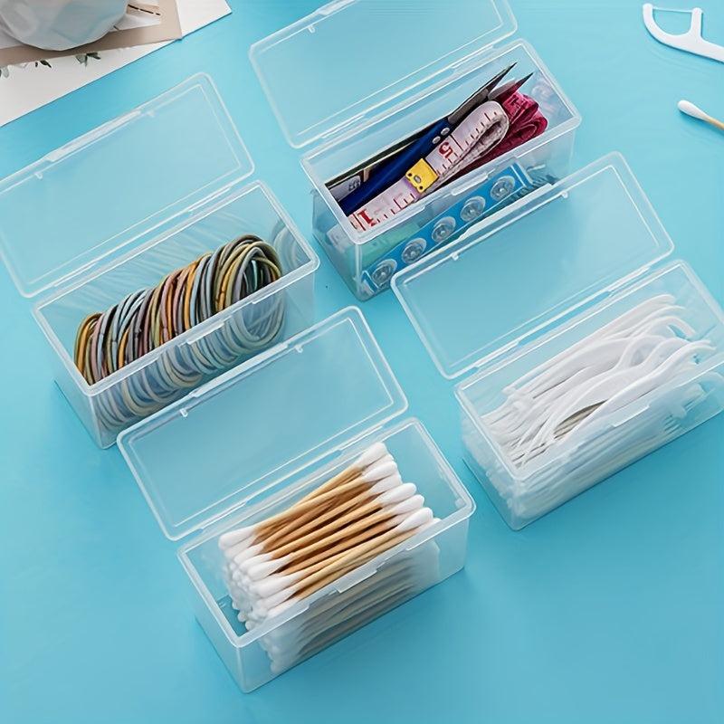 Clear Travel Storage Box with Cover for Toothpicks Cotton Swabs