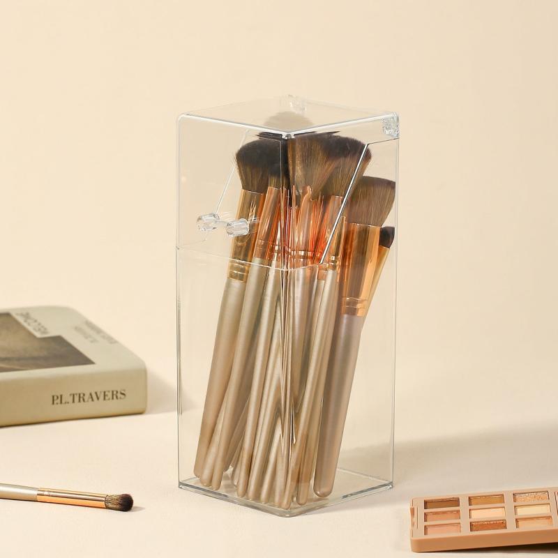 Clear Makeup Brush Organizer Large Capacity Storage Box