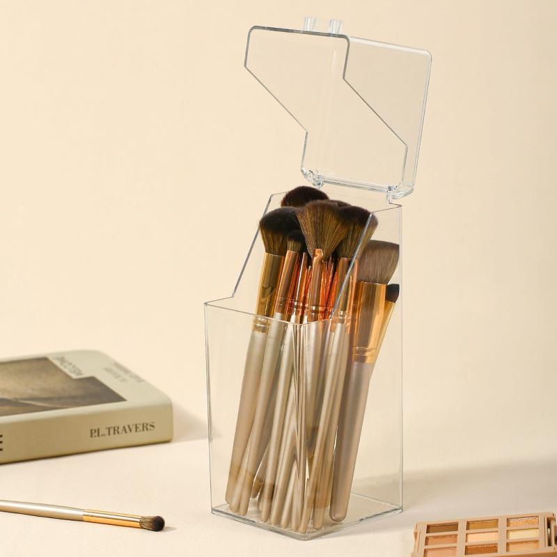 Clear Makeup Brush Organizer Large Capacity Storage Box