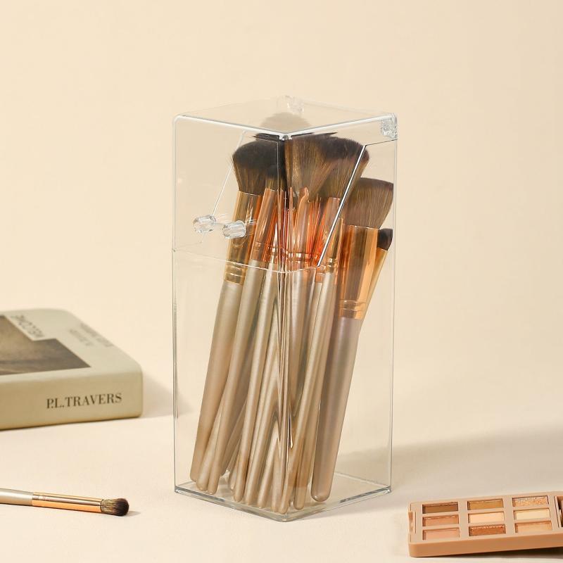 Clear Makeup Brush Organizer Large Capacity Storage Box