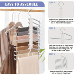 9-Layer Pants Hangers Space Saving Non-Slip Multifunctional