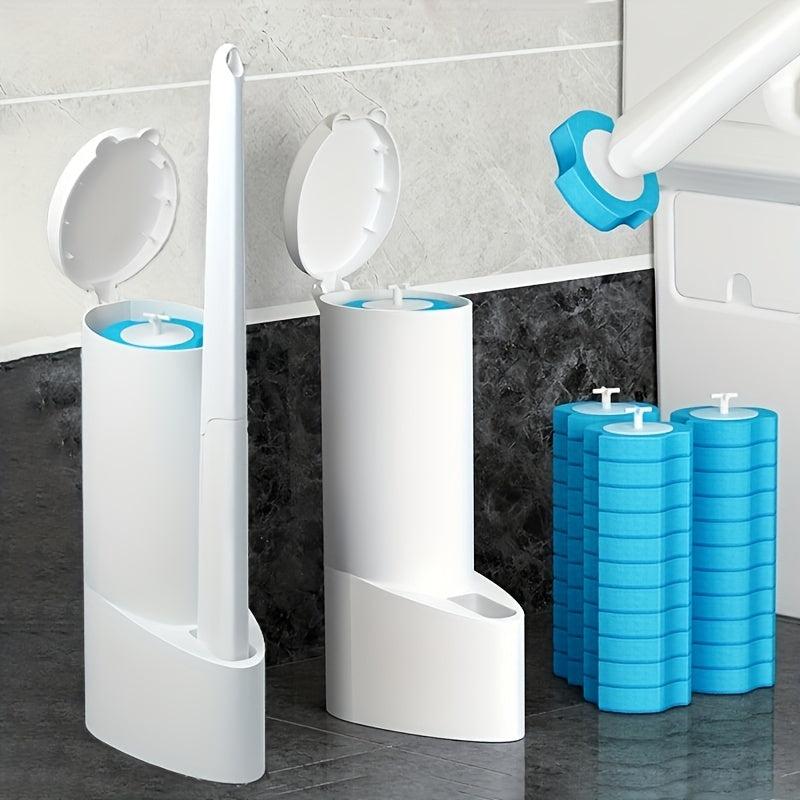 Disposable Toilet Brush Set with Replaceable Brush Heads