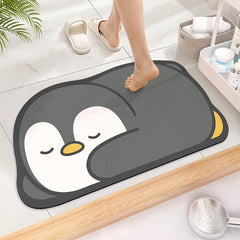 Cartoon Animal Bath Mat Quick Drying Non Slip Entrance Rug Bathroom Decor