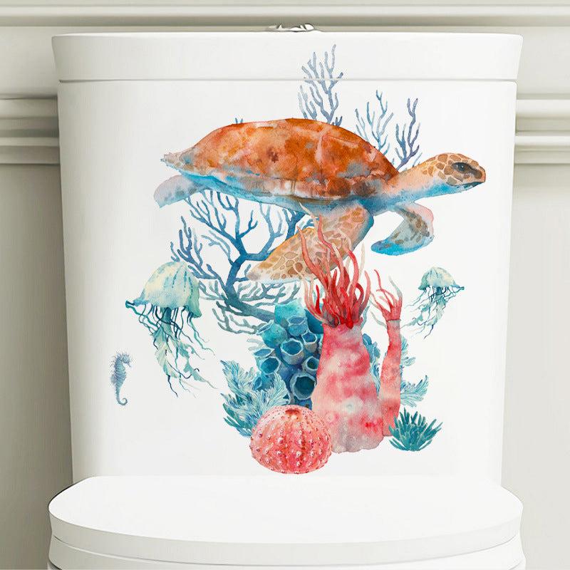 Sea Turtle Toilet Sticker Marine Life Wall Decoration
