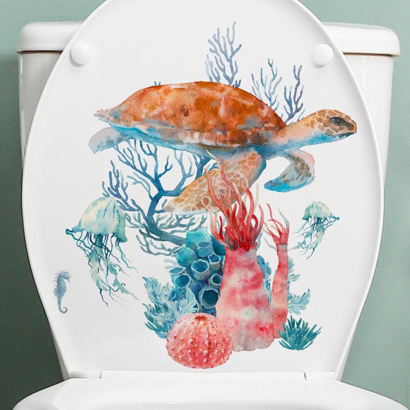 Sea Turtle Toilet Sticker Marine Life Wall Decoration