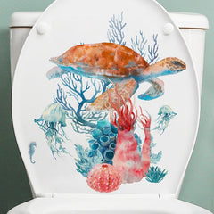 Sea Turtle Toilet Sticker Marine Life Wall Decoration