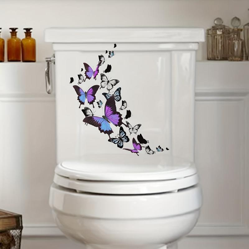 Butterfly Toilet Lid Decal Adhesive PVC Wall Sticker Bathroom Decor