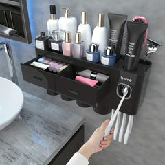 Toothbrush Holder & Gargle Cup Set with Automatic Toothpaste Dispenser