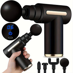 LCD Portable Mini Massage Gun Rechargeable 6 Speed Massager Muscle Relaxation