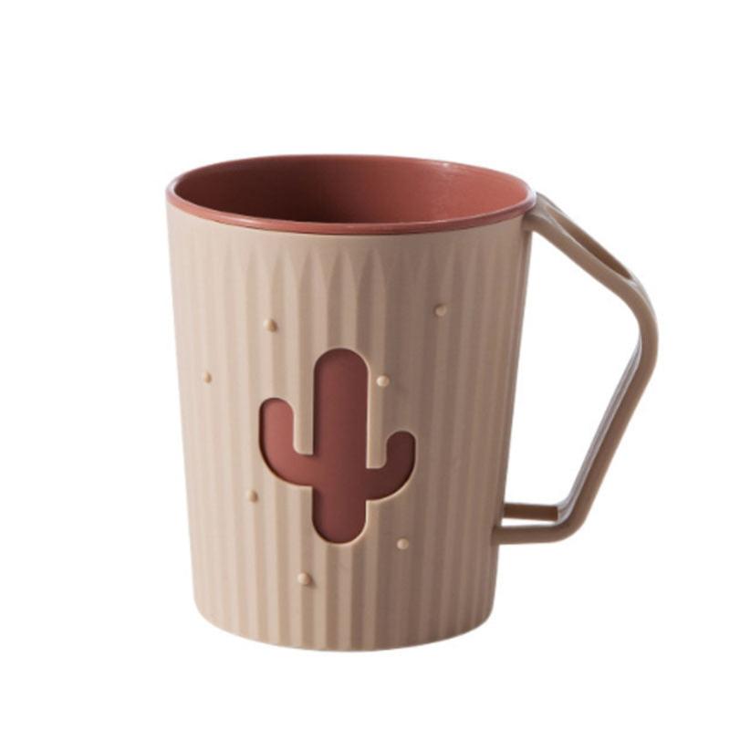 5oz Cactus Decor Toothbrush Cup with Handle for Bathroom