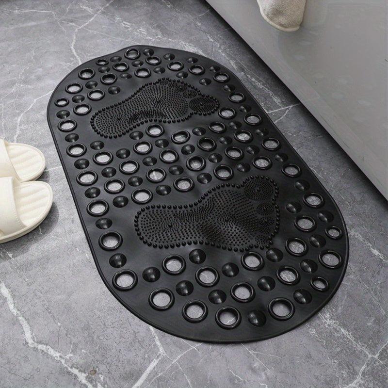 Non Slip Oval Bathroom Mat with Drain Holes and Suction Cups