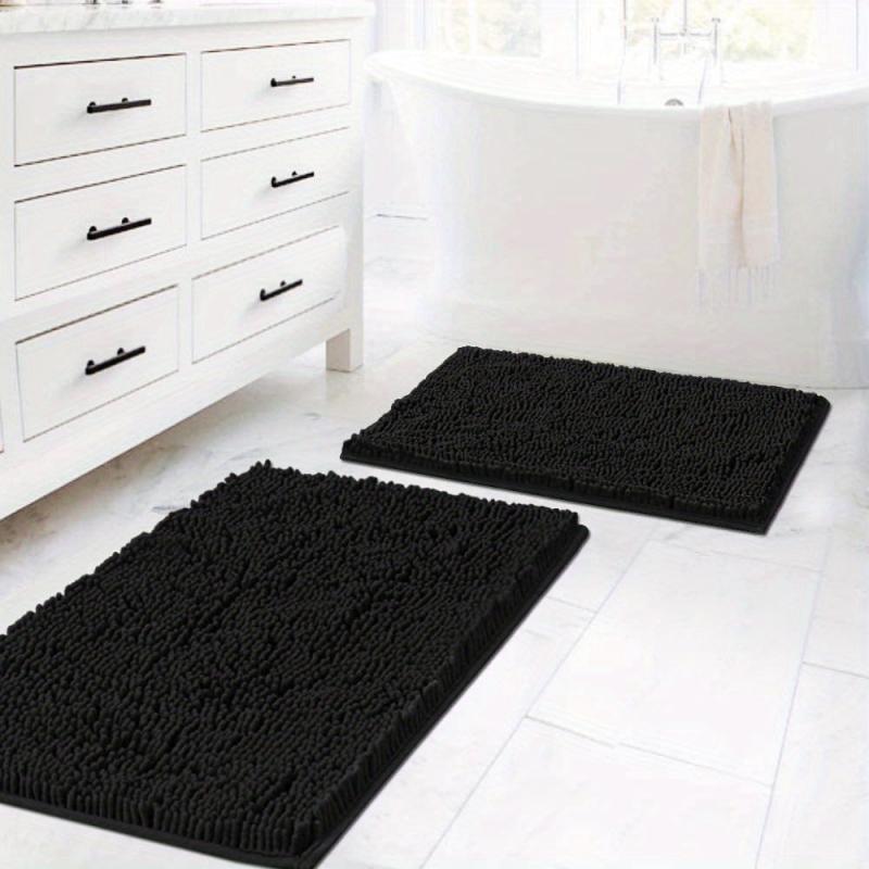 2pcs Chenille Bath Mat Set Soft and Absorbent Machine Washable U Shape Rugs