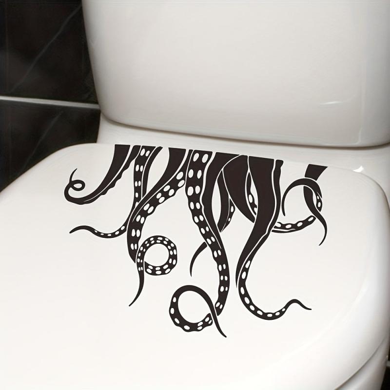 Octopus Pattern Toilet Lid Decal Self Adhesive Wall Sticker Bathroom Decor
