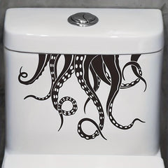 Octopus Pattern Toilet Lid Decal Self Adhesive Wall Sticker Bathroom Decor