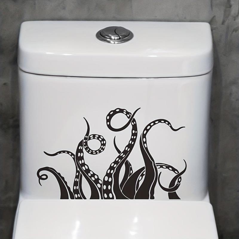 Octopus Pattern Toilet Lid Decal Self Adhesive Wall Sticker Bathroom Decor