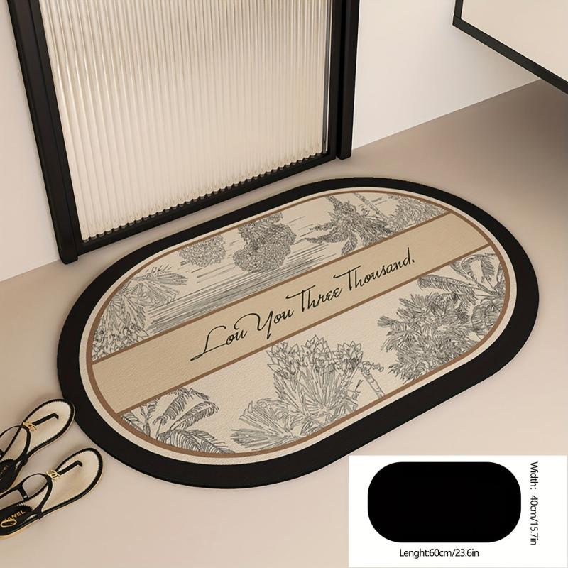 Tropical Leaf Printed Bath Rug Non Slip Quick Dry Bath Mat