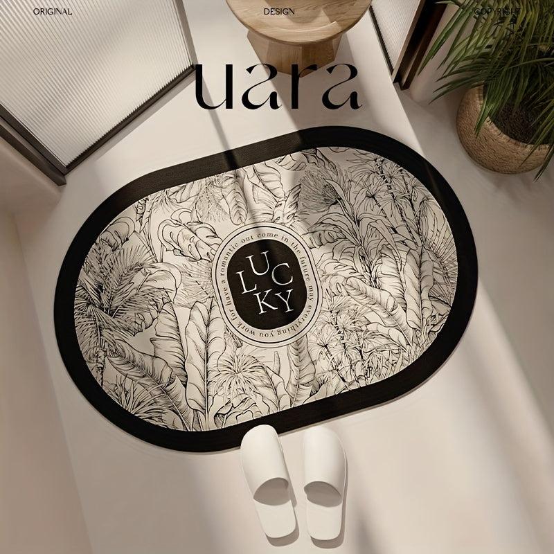 Tropical Leaf Printed Bath Rug Non Slip Quick Dry Bath Mat