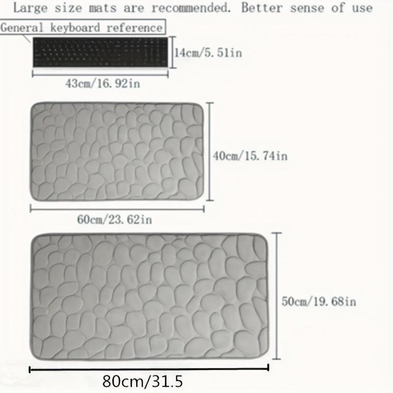Memory Foam Bath Mat Non Slip Water Absorption Cobblestone Carpet