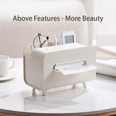Multifunctional Tissue Box with Phone Bracket & Containers