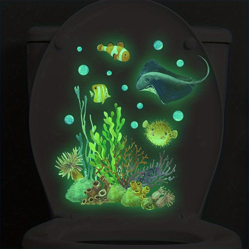 Fun Glowing Ocean World Toilet Cover Sticker