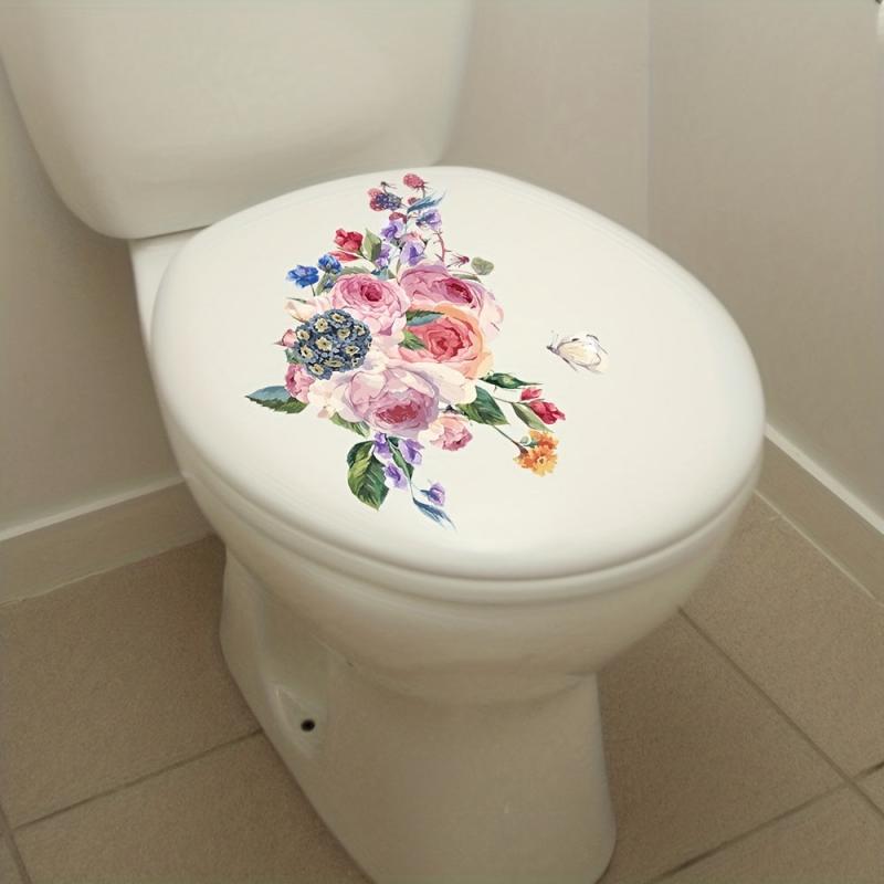 Floral Butterfly Toilet Lid Decorative Sticker - Removable Self-adhesive