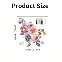 Floral Butterfly Toilet Lid Decorative Sticker - Removable Self-adhesive