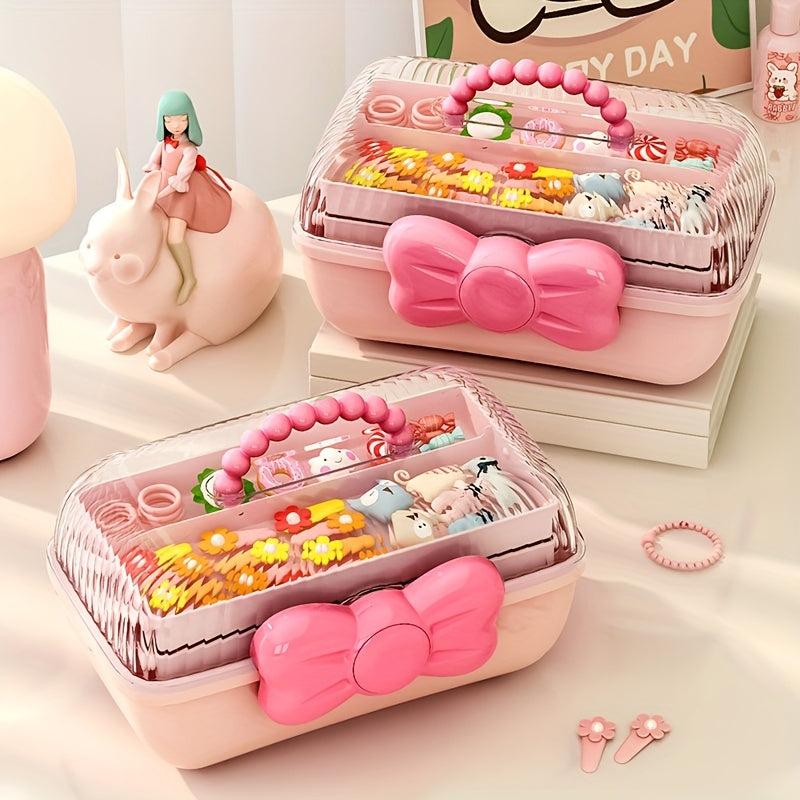 Pink Hair Accessories Storage Box for Dressing Table