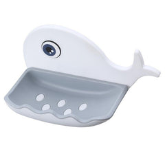 Whale Soap Dish Double Layer Drain Bathroom Wall Mount Storage Tray