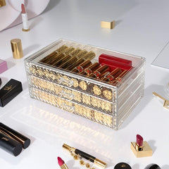 Diamond Textured Cosmetic Storage Organizer Three layer Drawer