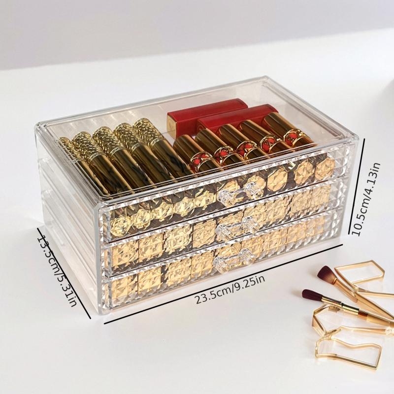 Diamond Textured Cosmetic Storage Organizer Three layer Drawer