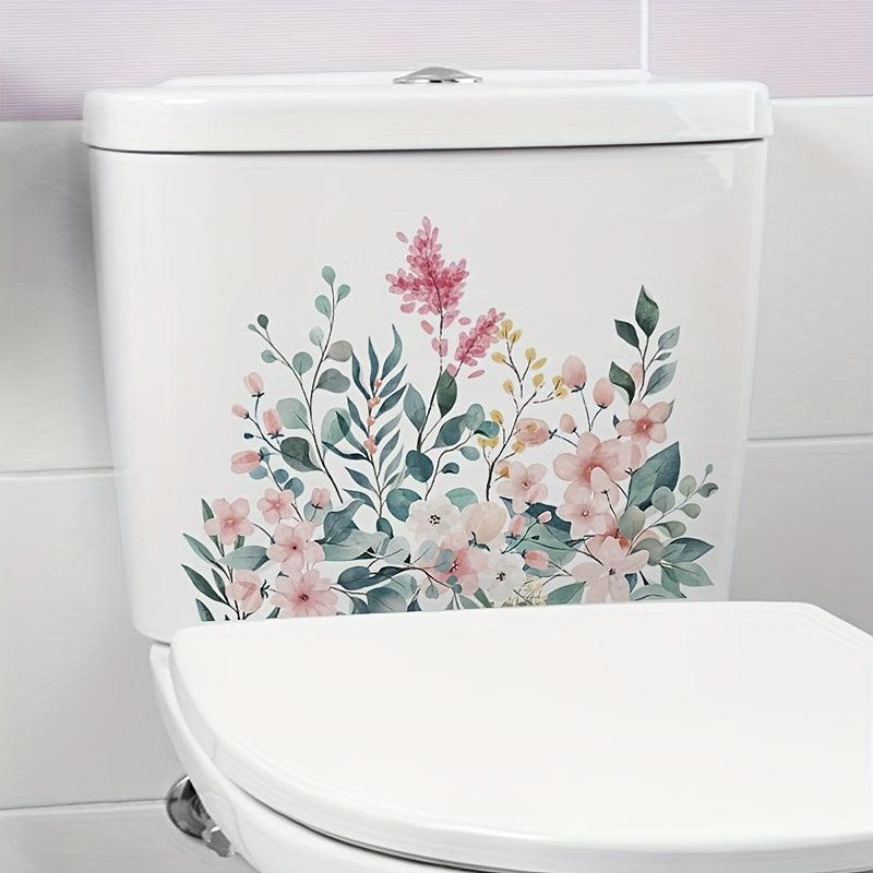 Plant Flower Toilet Decal Bathroom Decoration Self-Adhesive Sticker