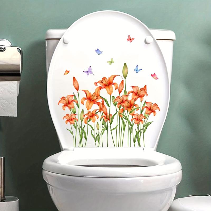 Flower Pattern Toilet Lid Decal - Add a Touch of Fun!