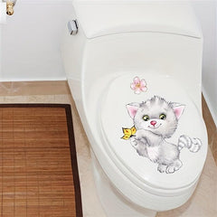 Cat Pattern Toilet Lid Decal Creative Decor Sticker
