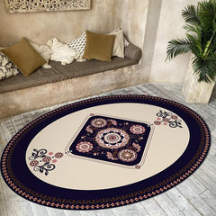 Retro Persian Floor Mat Soft Area Rug Machine Washable Bath Mat Oval Carpet