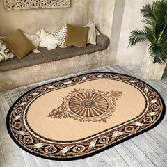 Retro Persian Floor Mat Soft Area Rug Machine Washable Bath Mat Oval Carpet