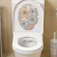 Fresh Flower Toilet Lid Decal - Waterproof Self-Adhesive Tile Sticker