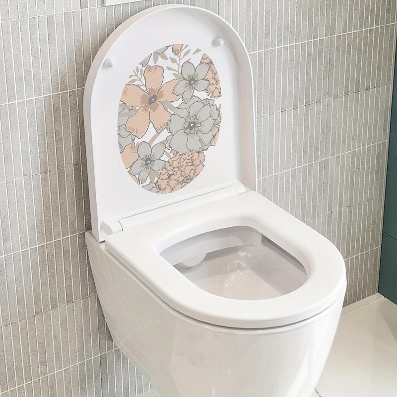 Fresh Flower Toilet Lid Decal - Waterproof Self-Adhesive Tile Sticker