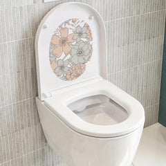 Fresh Flower Toilet Lid Decal - Waterproof Self-Adhesive Tile Sticker